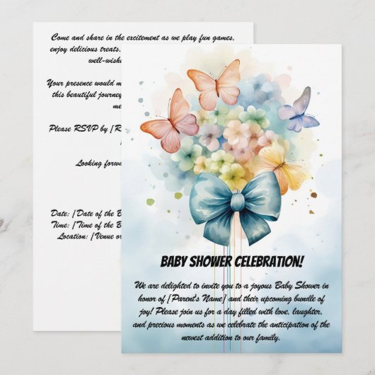 Uitnodiging van de baby shower (Voorkant / Achterkant)