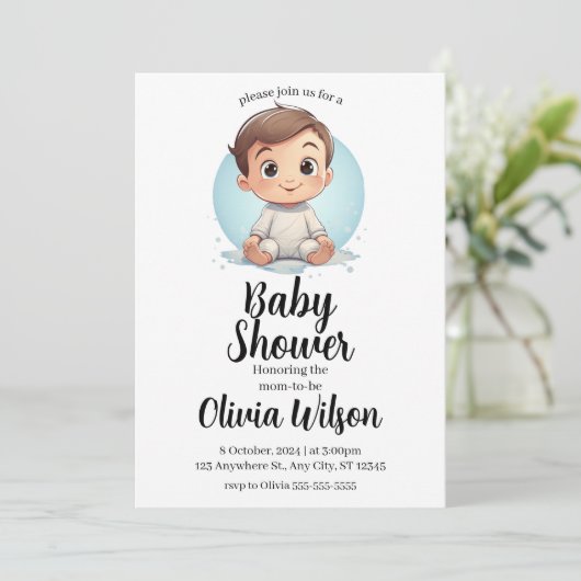 Uitnodiging van de baby shower (Staand voorkant)