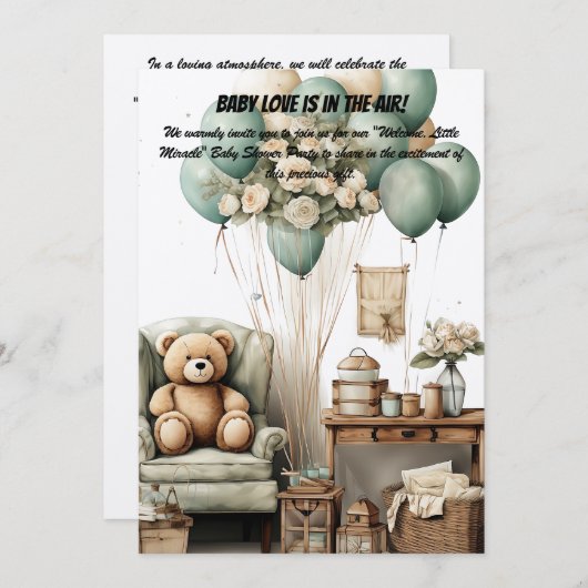 Uitnodiging van de baby shower (Voorkant / Achterkant)