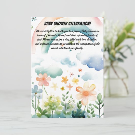 Uitnodiging van de baby shower (Staand voorkant)