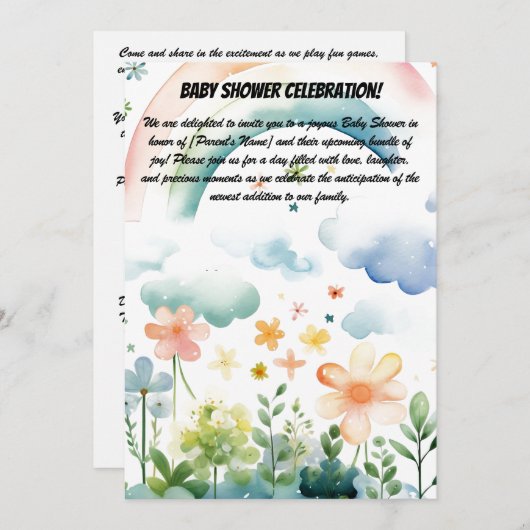 Uitnodiging van de baby shower (Voorkant / Achterkant)