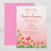 uitnodiging van de baby shower: 004 Dagen en vlind (Voorkant / Achterkant)