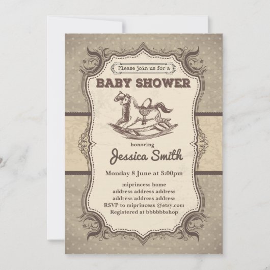  uitnodiging van de BABY SHOWER - rotspaard (Voorkant)