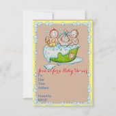 uitnodiging van de baby shower voor triplets (Voorkant)