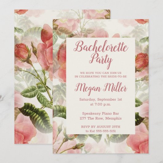 uitnodiging van de Bachelorette (Voorkant / Achterkant)