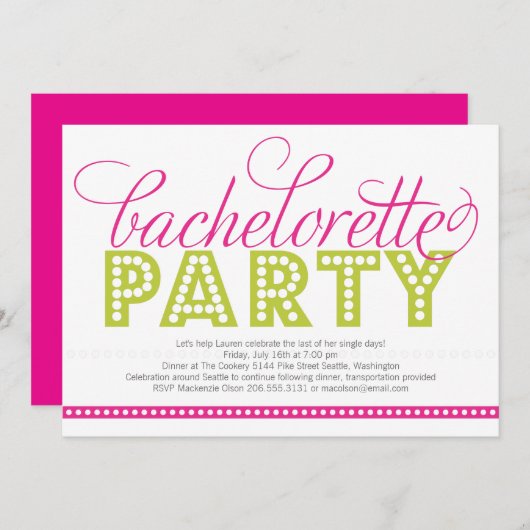 Uitnodiging van de Bachelorette van BrightStor (Voorkant / Achterkant)