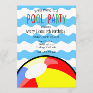 Uitnodiging van de Ball Birthday Pool Party