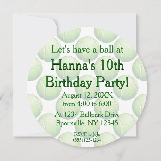 Uitnodiging van de Ball-partij van Tennis (Achterkant)