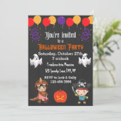 Uitnodiging van de Balloons Halloween-partij (Staand voorkant)