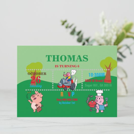 Uitnodiging van de Barbecue Party (Staand voorkant)