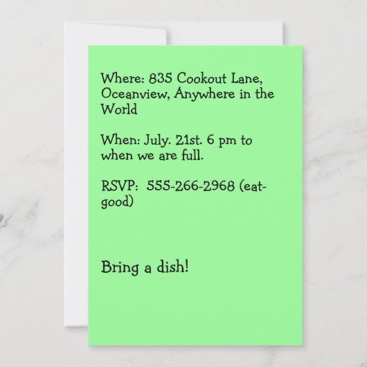 Uitnodiging van de Barbecue Party (Achterkant)