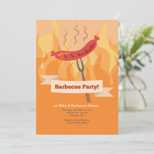 Uitnodiging van de Barbecue Party (Staand voorkant)