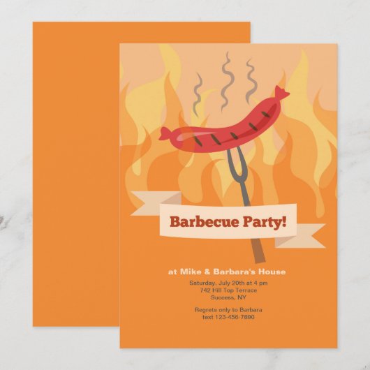 Uitnodiging van de Barbecue Party (Voorkant / Achterkant)