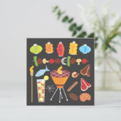 Uitnodiging van de Barbecue Party voor de Retro Mi (Staand voorkant)