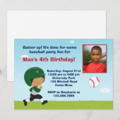 Uitnodiging van de Baseball Birthday Party (Voorkant / Achterkant)
