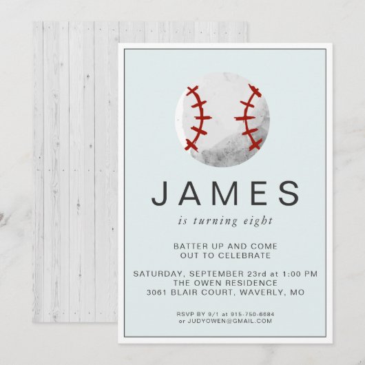 Uitnodiging van de Baseball Birthday Party (Voorkant / Achterkant)