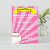 Uitnodiging van de Baseball Birthday Party (Staand voorkant)