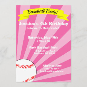 Uitnodiging van de Baseball Birthday Party