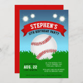 Uitnodiging van de Baseball Birthday Party (Voorkant / Achterkant)