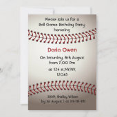 Uitnodiging van de Baseball Birthday Party (Voorkant)