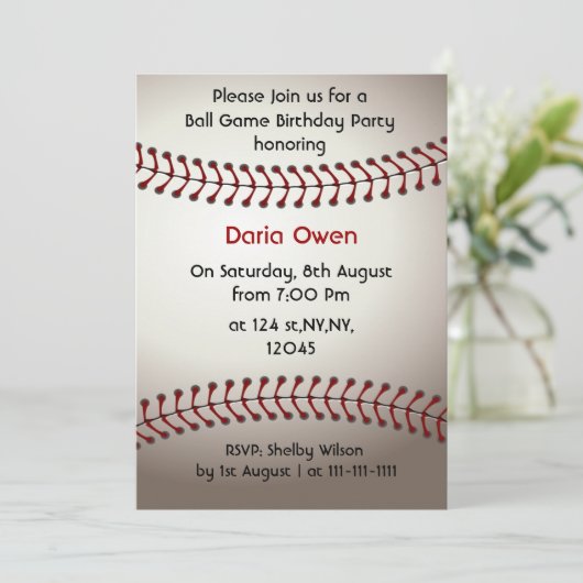 Uitnodiging van de Baseball Birthday Party (Staand voorkant)