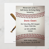 Uitnodiging van de Baseball Birthday Party (Voorkant / Achterkant)