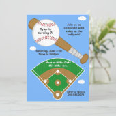 Uitnodiging van de Baseball Birthday Party (Staand voorkant)