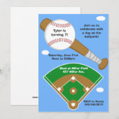 Uitnodiging van de Baseball Birthday Party (Voorkant / Achterkant)