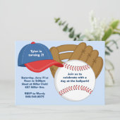 Uitnodiging van de Baseball Birthday Party (Staand voorkant)