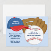 Uitnodiging van de Baseball Birthday Party (Voorkant / Achterkant)