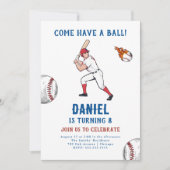 Uitnodiging van de Baseball Birthday Party (Voorkant)