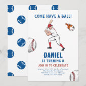 Uitnodiging van de Baseball Birthday Party (Voorkant / Achterkant)