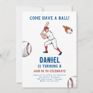 Uitnodiging van de Baseball Birthday Party