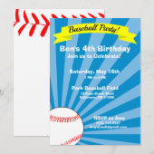 Uitnodiging van de Baseball Birthday Party (Voorkant / Achterkant)