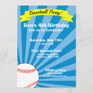 Uitnodiging van de Baseball Birthday Party