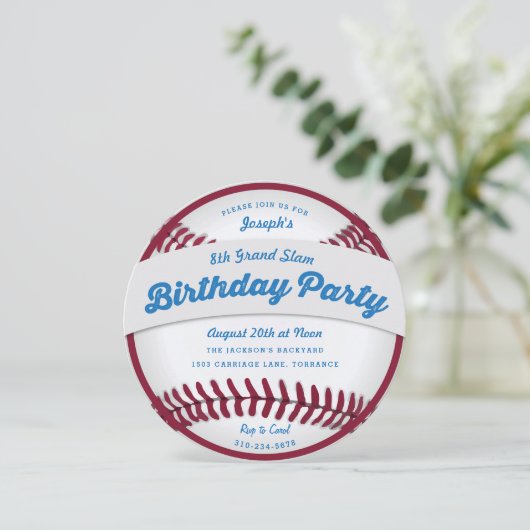 Uitnodiging van de Baseball Birthday Party (Staand voorkant)
