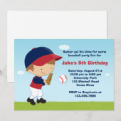 Uitnodiging van de Baseball Birthday Party (Voorkant / Achterkant)