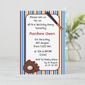 Uitnodiging van de Baseball Birthday Party (Staand voorkant)