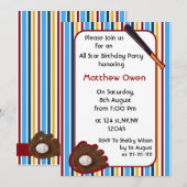 Uitnodiging van de Baseball Birthday Party (Voorkant / Achterkant)