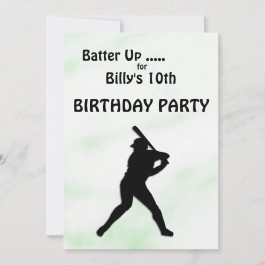 Uitnodiging van de Baseball Birthday Party (Voorkant)