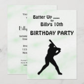 Uitnodiging van de Baseball Birthday Party (Voorkant / Achterkant)