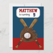 Uitnodiging van de Baseball Birthday Party (Voorkant)