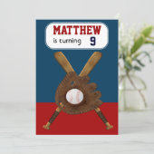 Uitnodiging van de Baseball Birthday Party (Staand voorkant)