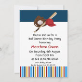 Uitnodiging van de Baseball Birthday Party (Voorkant)