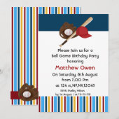 Uitnodiging van de Baseball Birthday Party (Voorkant / Achterkant)