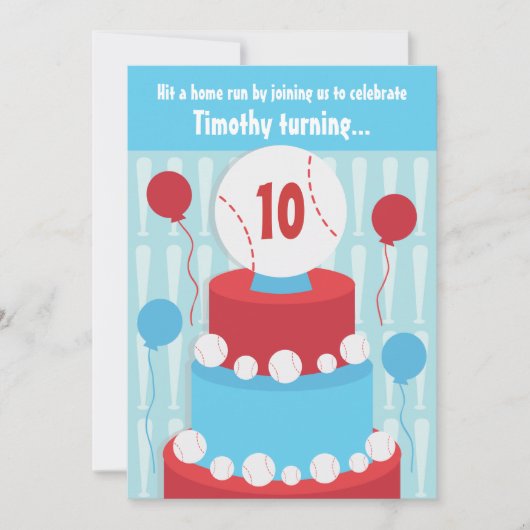 Uitnodiging van de Baseball Birthday Party (Voorkant)