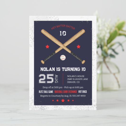 Uitnodiging van de Baseball Birthday Party (Staand voorkant)