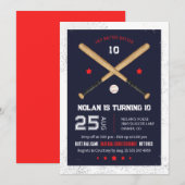 Uitnodiging van de Baseball Birthday Party (Voorkant / Achterkant)