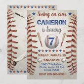 Uitnodiging van de Baseball Birthday Party (Voorkant / Achterkant)