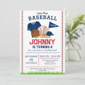 Uitnodiging van de Baseball Birthday Party (Staand voorkant)